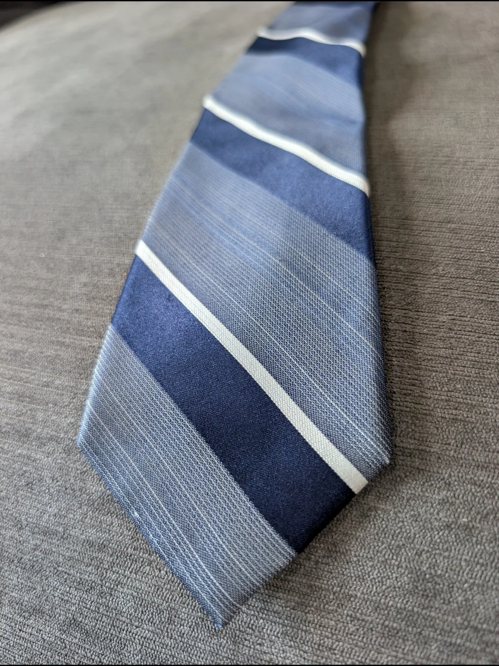 Club Room Men’s Tie Navy Blue Gray White Striped Classic Necktie